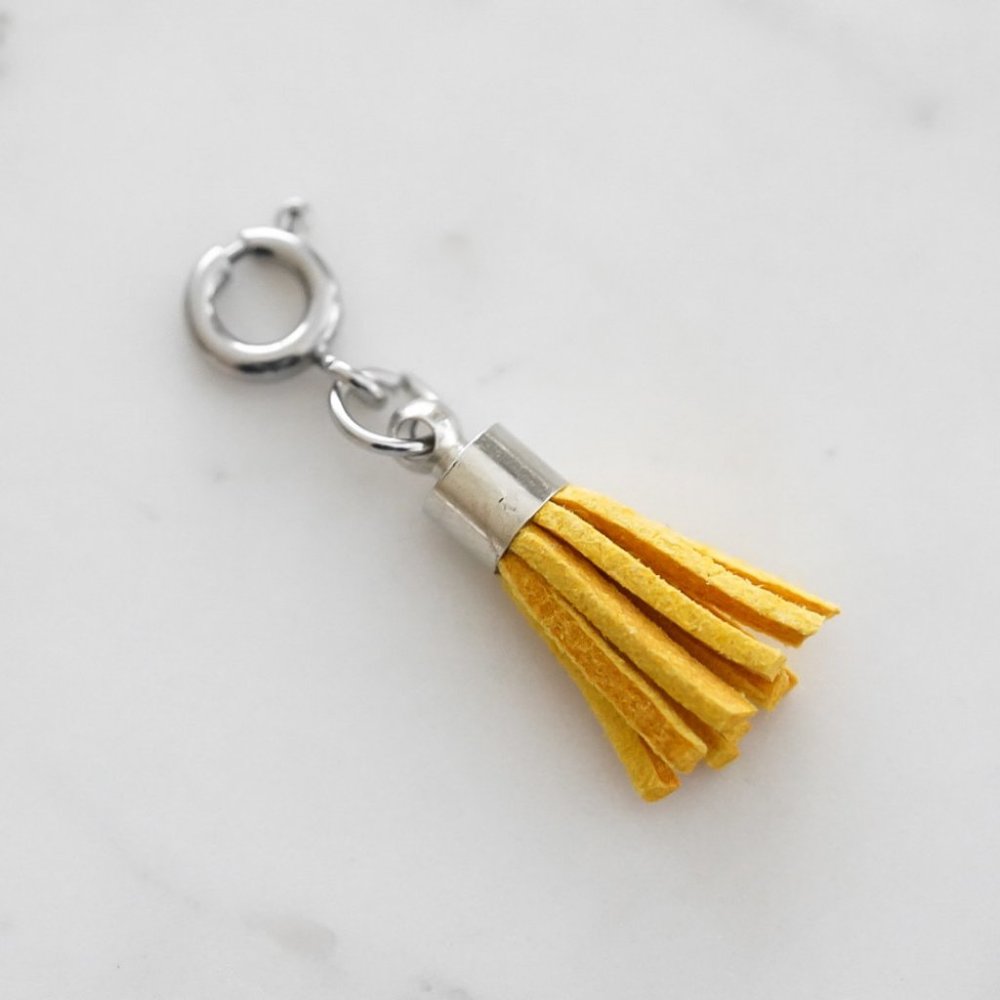 Maker Collection Silver Mustard Suede Tassel Charm